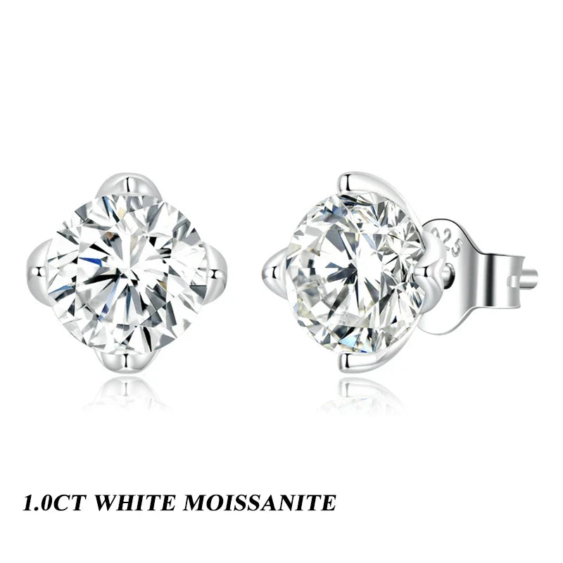 D Color VVS1 1ct Moissanite Stud Earrings 925 Sterling Silver Wedding Gift BandsCo Straps