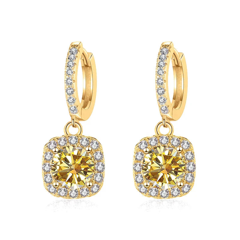 1ct GRA-Certified Moissanite Drop Earrings VVS D 18K Gold Plated 925 Sterling BandsCo Straps