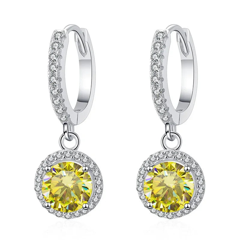 1Ct 6.5mm Blue Green Moissanite Drop Earrings For Women S925 Sterling BandsCo Straps