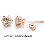 Colored Moissanite 1ct Round Cut Stud Earrings DVVS1 Lab Created 18K Gold BandsCo Straps