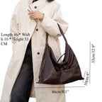 Genuine leather cowhide large hobo bag, real leather commuter women's bag, fashionable pleated shoulder bag, hobo bag for women - SJB-DIAMOND ELITES