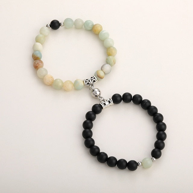 Natural Stone Beads Couple Magnetic Bracelets Pi-Mart