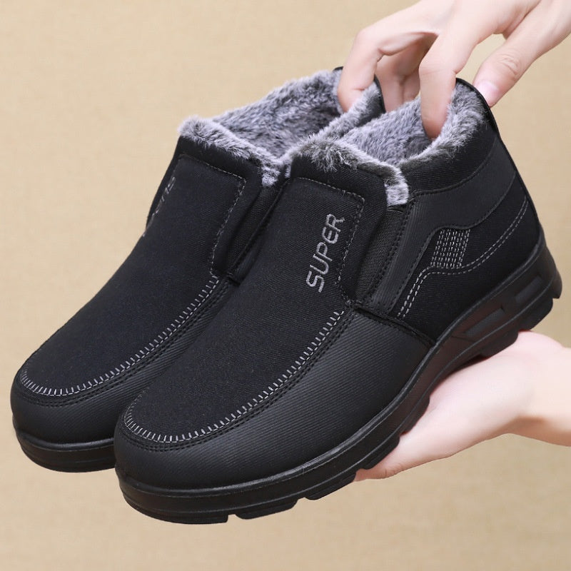 Men's Cotton Shoes Fleece-lined Warm Middle-aged And Elderly Pi-Mart
