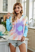 Fashion Sky Blue Colorblock The Sun Cotton Blend Tie Dye Hoodie - SJB-DIAMOND ELITES