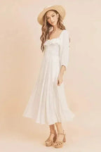 Aemi + Co Ruffled Smocked Square Neck Balloon Sleeve Dress