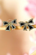 Black Rhinestone Bowknot Studs | Elegant Alloy Earrings - Femstylo