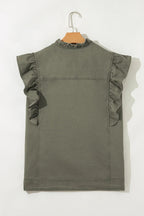 Green Bay Ruffle Plain Denim Jacket Vest