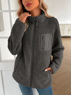 Winter Warm Zip Up Long Sleeve Jacket Fuzzy Cozy & Stylish Jacket Cold-Weather Essential Outdoor Jacket Stevvex