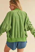 Snap Down Drop Shoulder Brushed Jacket | Femstylo