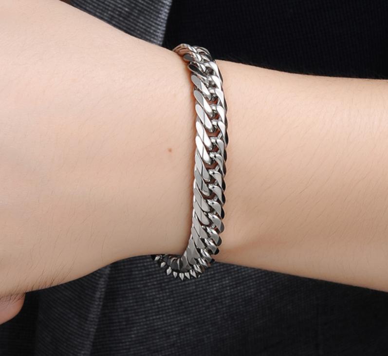 Luxury Miami Stainless Steel Chain Bracelets For  Men Flat Curb Bracelet Hip Hop Rock Sports Jewelry Style - SJB-DIAMOND ELITES