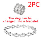 2 In 1 Folding Retractable Rings Bracelet Magic Rhinestone Rings Deformable Bracelet Women Ins Style Adjustable Fashion Jewelry Pi-Mart