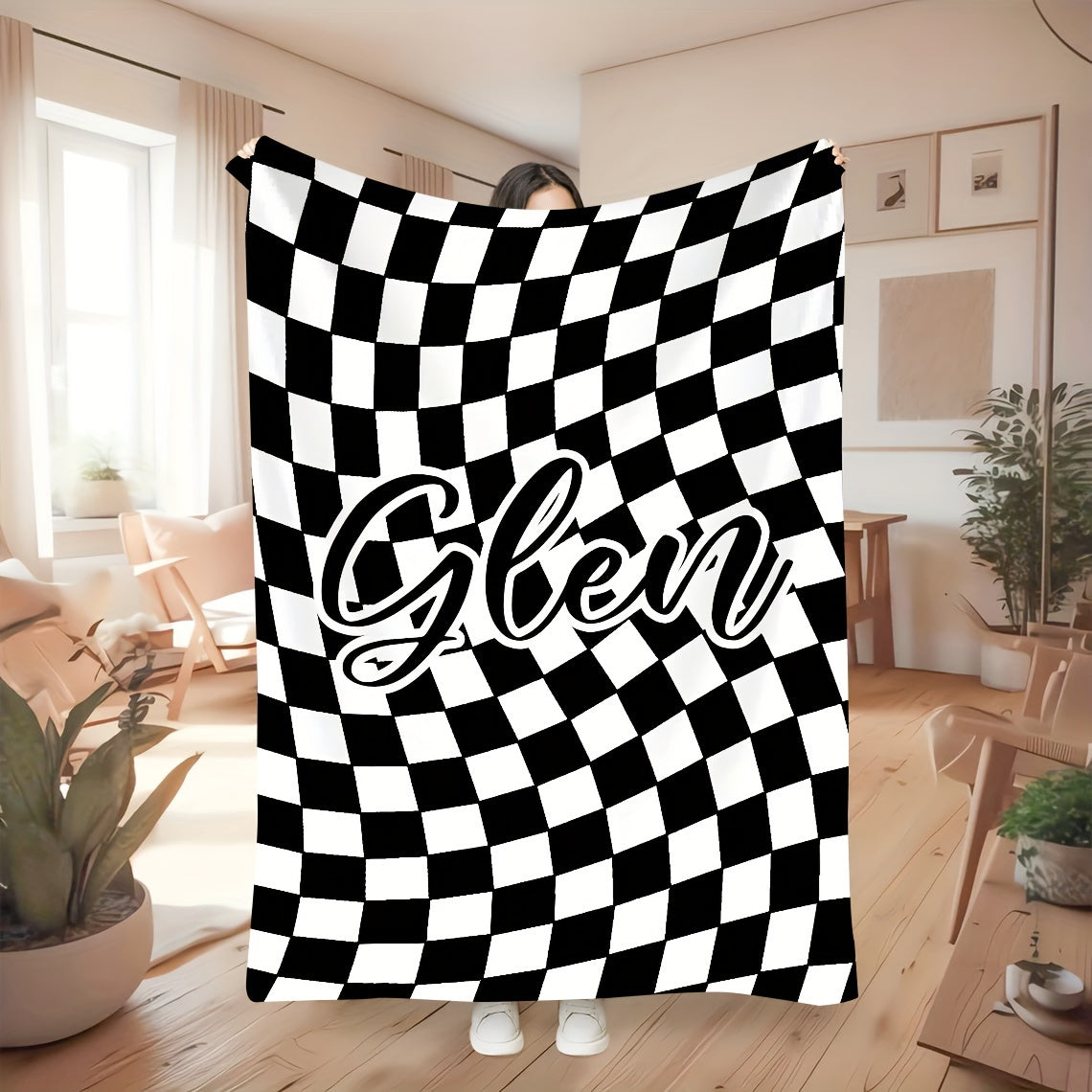 1pc Custom Blanket Vintage Striped Name Custom Blanket Soft Flannel Sofa Blanket TV Blanket Personalized Custom Blanket Exclusive Gift Blanket Lootquake LLC