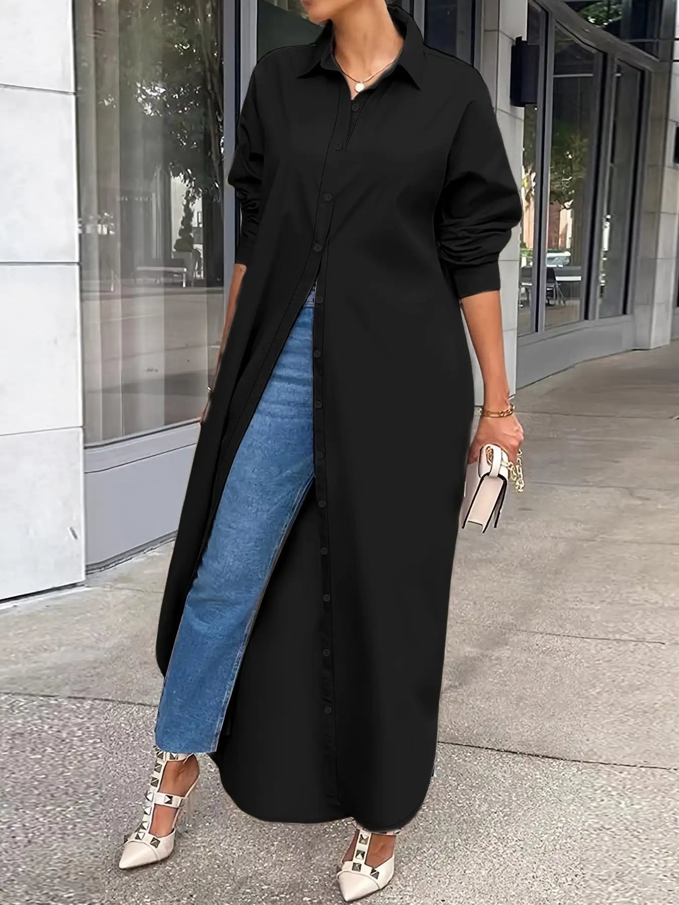 Long-sleeved Casual Shirts And Dresses With Multiple Wear Methods. - SJB-DIAMOND ELITES