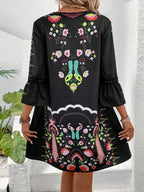 Exquisite Summer Feminine Lace Detail Printed Dress Chic Midi Lightweight Dress Stevvex