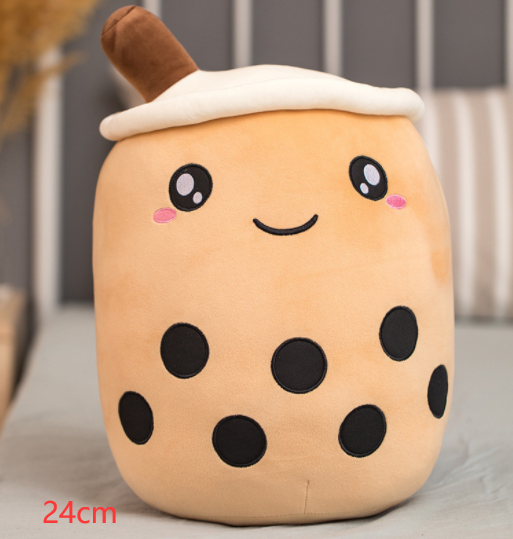 Cute Fruit Drink Plush Stuffed Soft Strawberry Milk Tea Plush Boba Tea Cup Toy Bubble Tea Pillow Cushion Kids Gift Pi-Mart