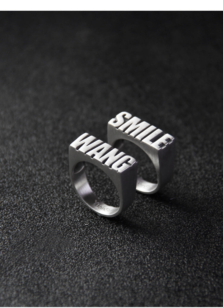 Customized Alphabet Couple Ring Customized Sterling Silver Couple Style Pi-Mart