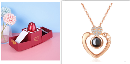 Hot Valentine's Day Gifts Metal Rose Jewelry Gift Box Necklace For Wedding Girlfriend Necklace Gifts Pi-Mart