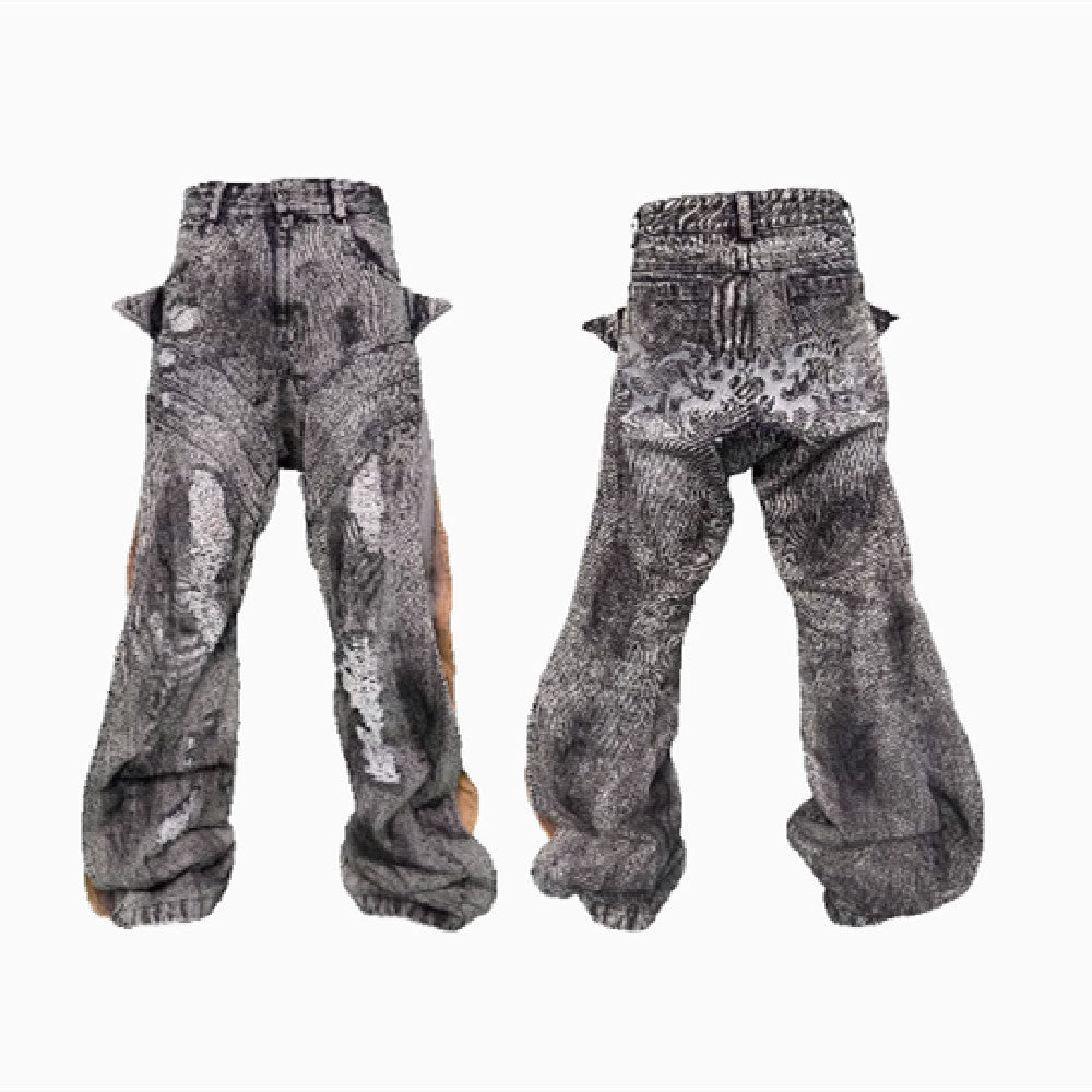 Washing Destroys Fashion Deconstruction Design Patchwork Pants Lootquake LLC