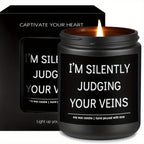 5.3oz Soy Wax Scented Candle with Inspirational Message - "I'm Silent Judging Your Veins for Loving You" - Perfect Appreciation Gift for Nurses, Nursing Students, and Loved Ones on Birthdays, Graduations, or Nurse's Day, Nurs