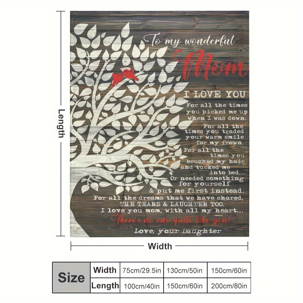 1pc Cozy Flannel Blanket - To My Wonderful Mom, Mother's Day Gift, Your Daughter All-Season Softness For Car, Sofa, Couch, Office, Camping, Bed, Travel, And Living Room, Gifts For Friends, Sisters, Family, Birthday Day Gradua