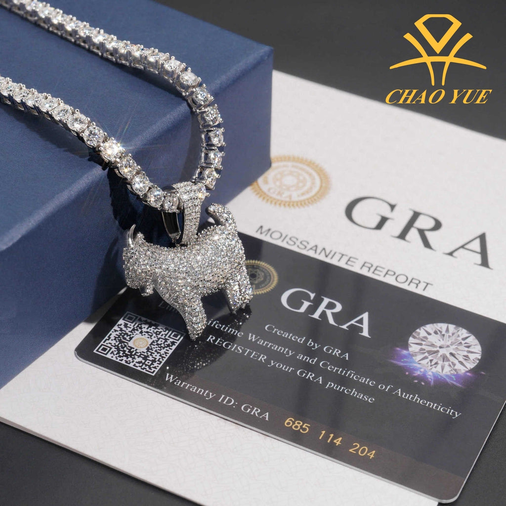 Zodiac Lamb Pendant S925 Silver Inlay Moissanite Pi-Mart
