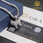 Zodiac Lamb Pendant S925 Silver Inlay Moissanite Pi-Mart