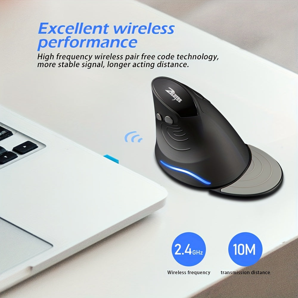 ZELOTES Ergonomic Wrist Rest Mouse, 2.4G Vertical Wireless Gaming Mouse, Comfort Grip, Right Hand Orientation, Battery Powered (Batteries Not Included), 393.7inch Range, Plastic Material, No Charging Function, ≤36V Operatin Lootquake LLC