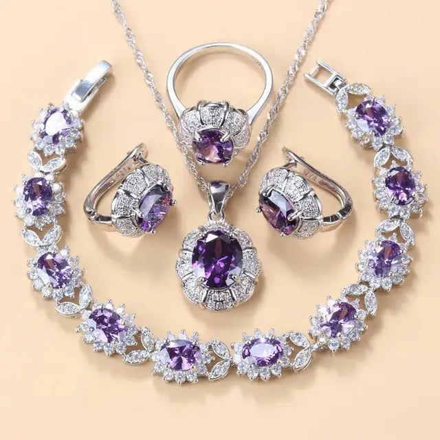 Earrings Necklace And Ring For Women 4 PCs Set