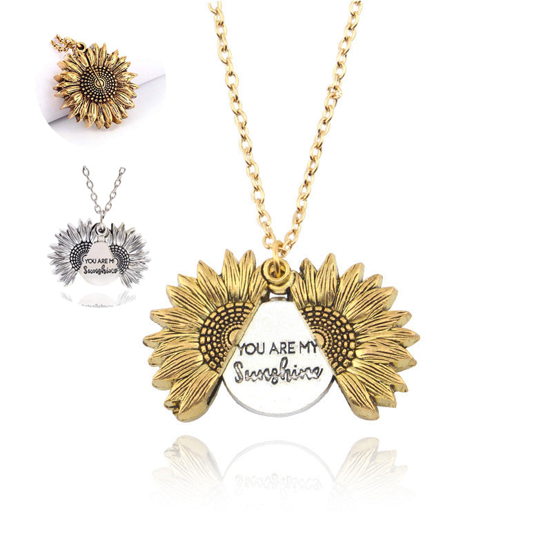 You Are My Sunshine Sunflower Necklace Women Men Pi-Mart