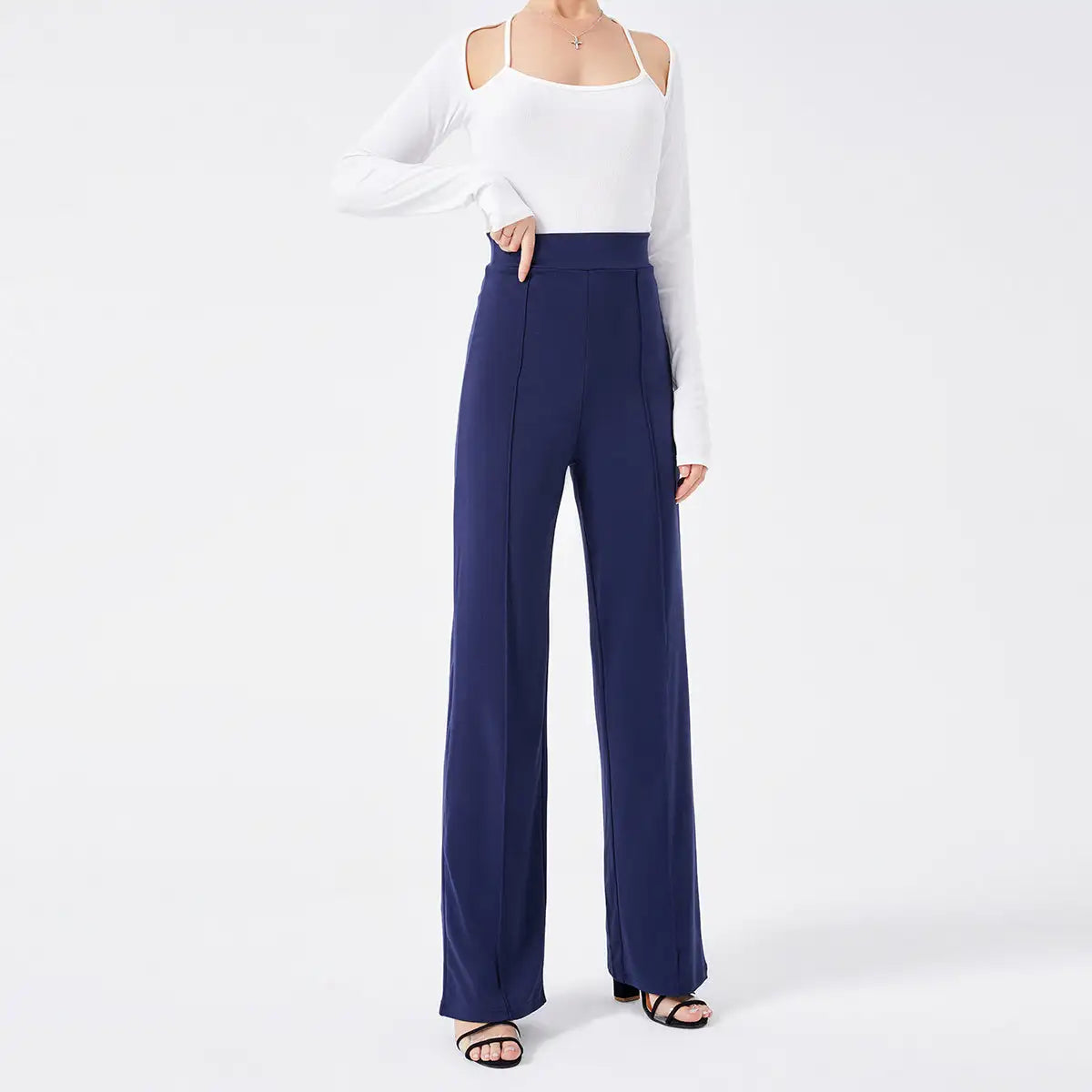 Solid Color Casual Pants Slim, High-waisted Bell Bottoms - SJB-DIAMOND ELITES
