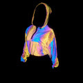 Women's Colorful Reflective Hooded Jacket Crop Top Pi-Mart