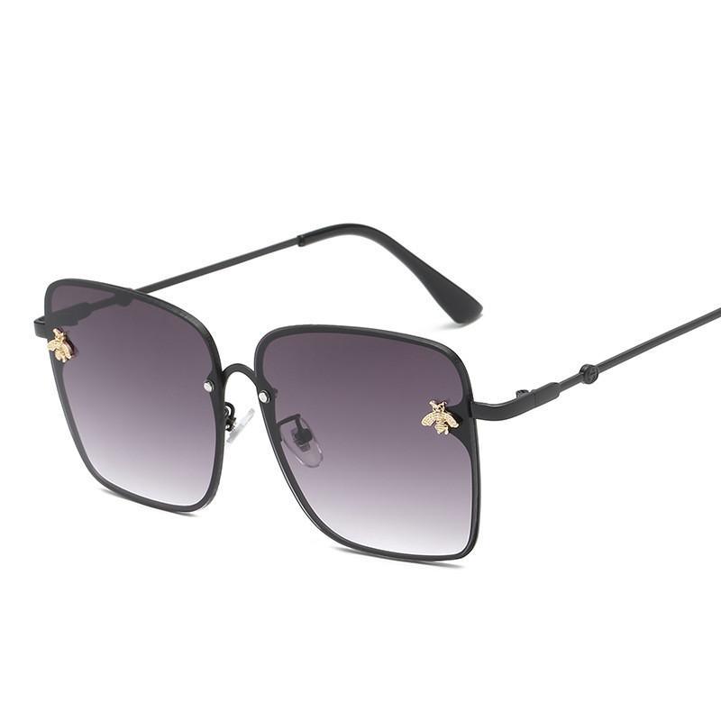 Luxury Square  Modern  WIth  Metal Luxury Bee Sunglasses For  Women and Ladies With  Retro Brand designer Metal Frame Oversized Style And Grandient Glasses - SJB-DIAMOND ELITES