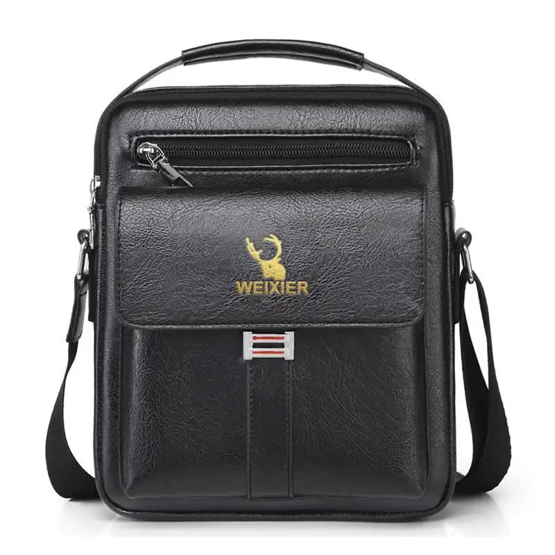 Leather Messenger Crossbody Shoulder Bag For Men Work Business Casual Adjustable Straps With  Metal Zipper - SJB-DIAMOND ELITES