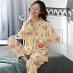 Elegant Women's Autumn And Winter Cotton-like Long Pajamas Two-piece Set Pi-Mart