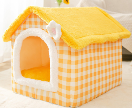 Foldable Dog House Pet Cat Bed Winter Dog Villa Sleep Kennel Removable Nest Warm Enclosed Cave Sofa Pets Supplies Pi-Mart