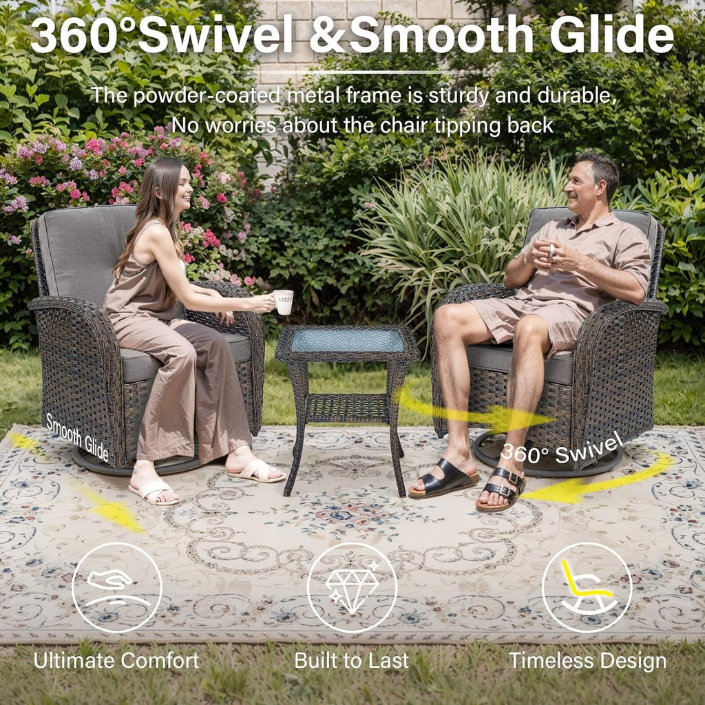 Outdoor Patio Furniture Set With 43In Fire Pit Table Brown Lootquake LLC