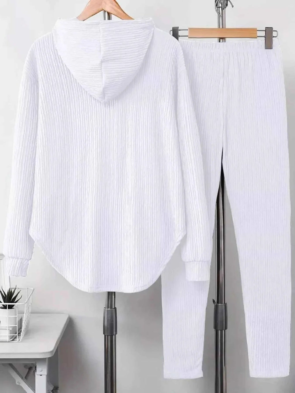 Textured Long Sleeve Hoodie and Pants Set THRIXINE