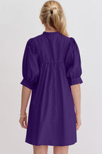 Pink Puff Sleeve Mini Dress Casual and Feminine Dress for Women Simple Classic Summer Dress Stevvex