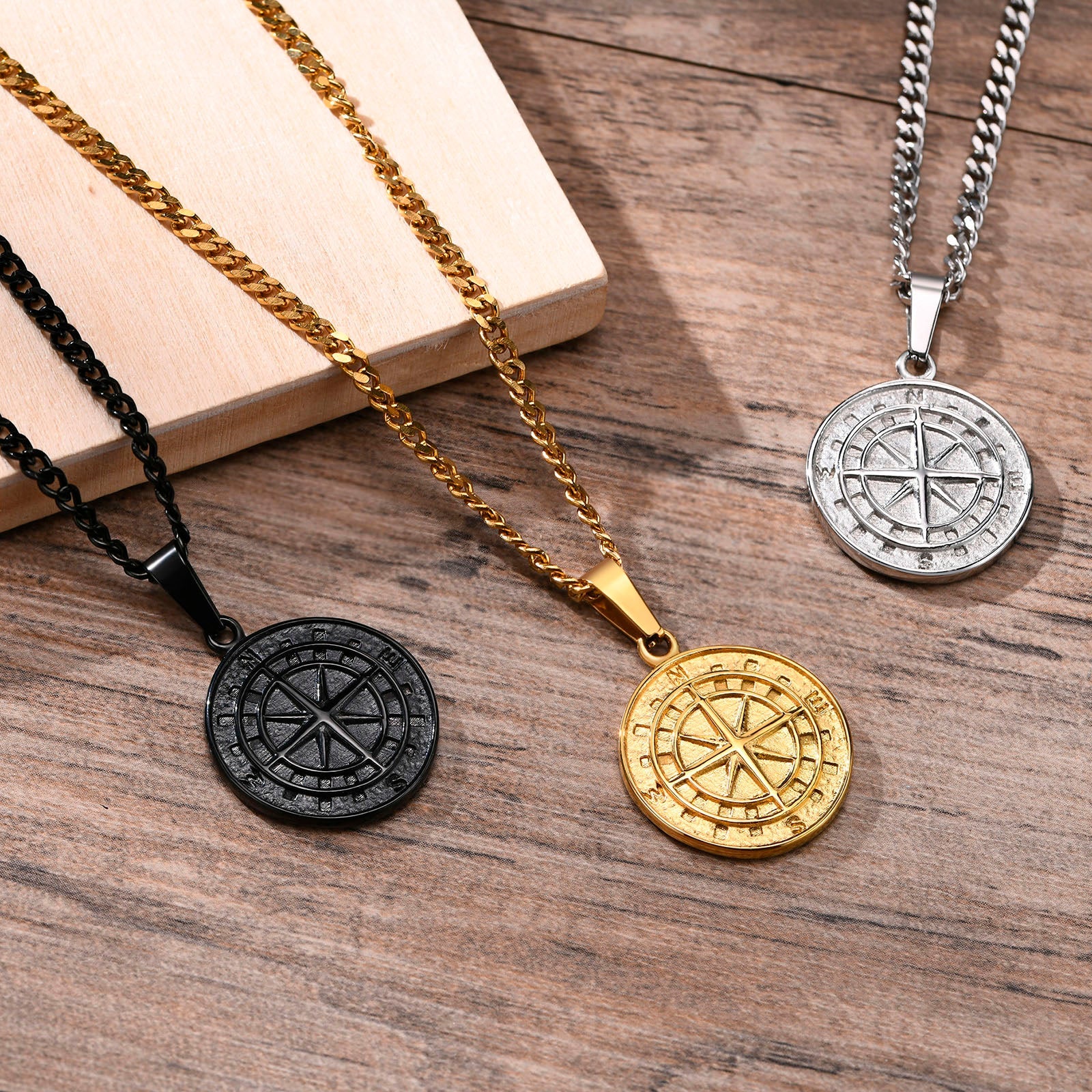 Men's Compass Necklaces Pi-Mart