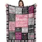1pc Gifts Blanket For Daughter Stitching Letter Soft Blanket Flannel Blanket Warm Cozy Nap Throw Blanket For Bed Sofa Couch Lootquake LLC