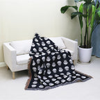 1pc Bohemian Knitted Halloween White Skull Printed Tassel Blanket, Suitable For Leisure Picnic Outdoor Camping Lootquake LLC