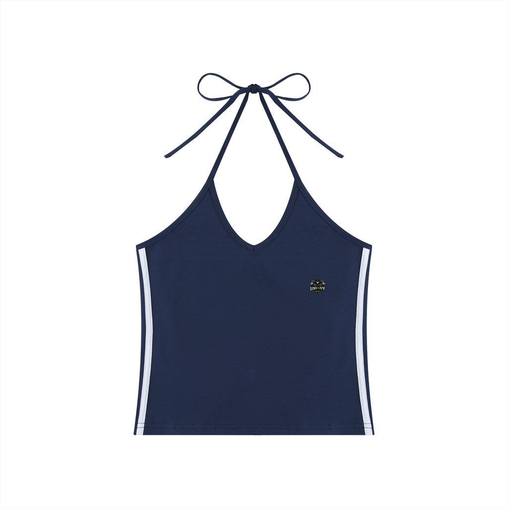 Loki & Ivy Women's Color Block Halter Crop Tank Top