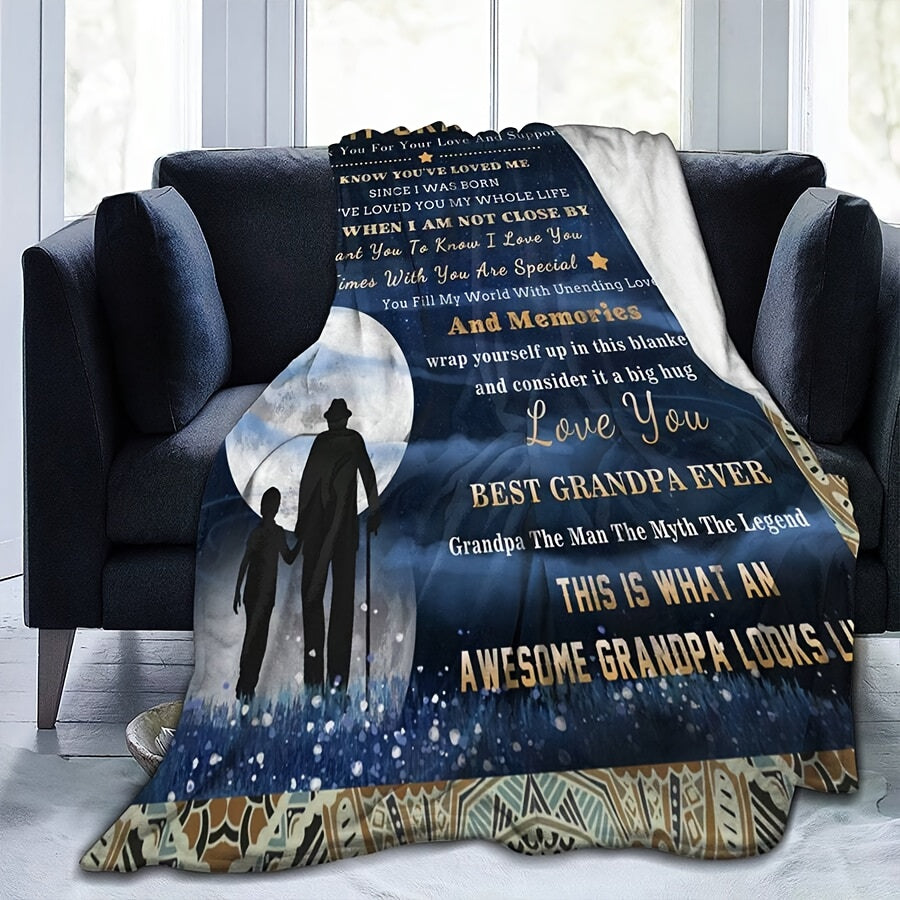 Grandpa's Ultimate Gift Blanket - Soft, Warm & Versatile for All Seasons | Perfect for Birthdays, Holidays & Anniversaries | Machine Washable Polyester with Unique Print Design Grandson Blanket From Grandma Vintage Blanket Lootquake LLC