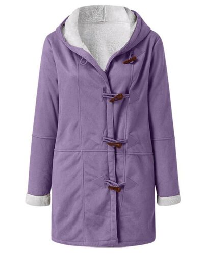 Full Size Pocketed Long Sleeve Hooded Toggle Jacket – Stylish & Functional Outerwear for Women Stevvex