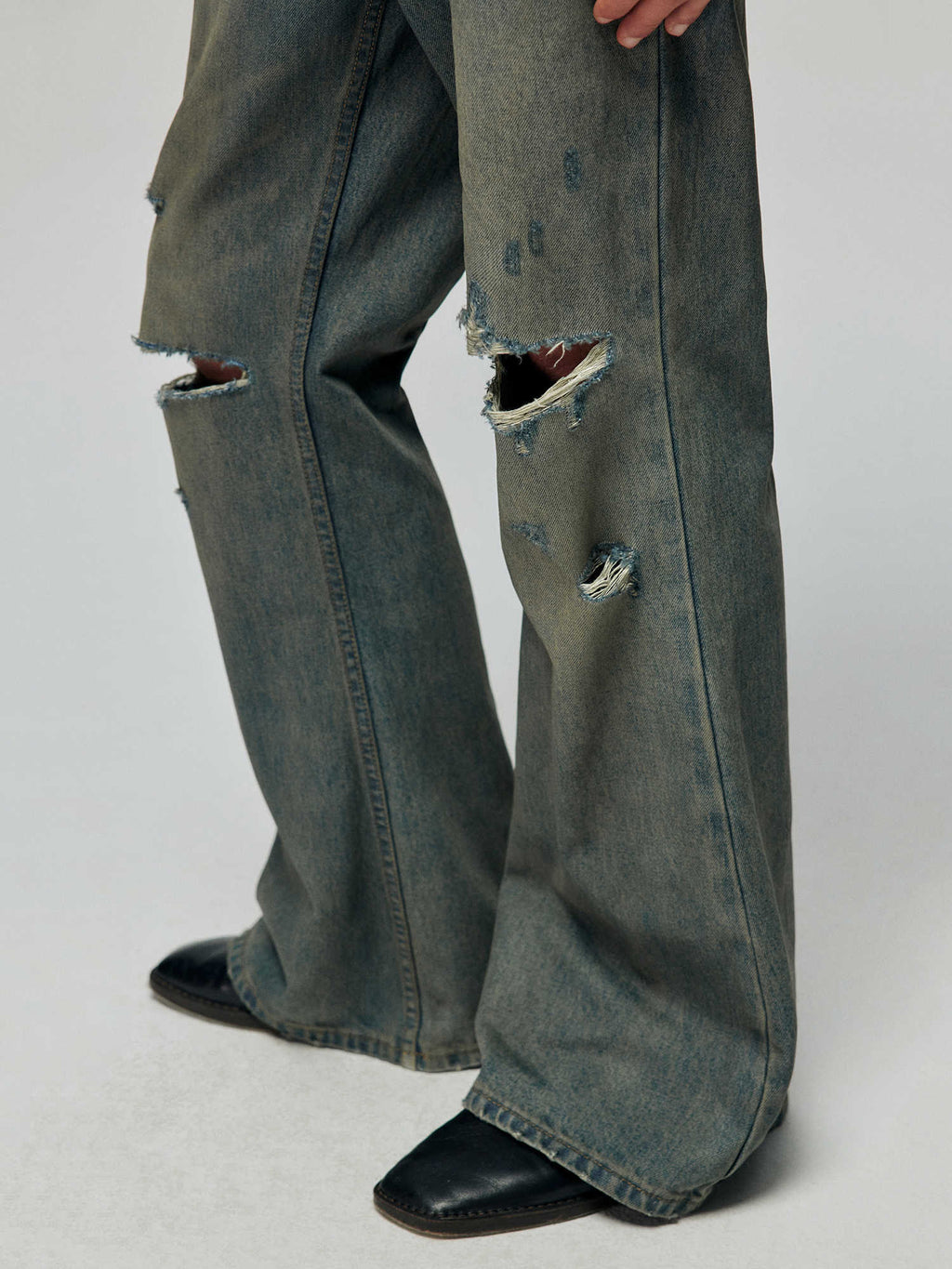 Cotton Retro Make Old Ripped Loose Micro-flared Trousers Jeans Lootquake LLC