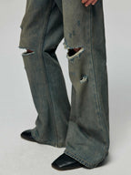 Cotton Retro Make Old Ripped Loose Micro-flared Trousers Jeans Lootquake LLC