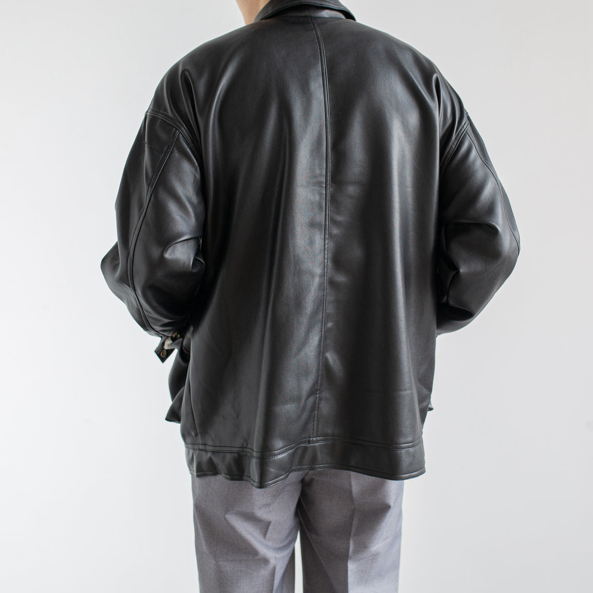 Black Chic Leather Men's Trendy Jacket Jacket Pi-Mart