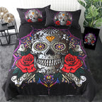 Lotus Masonry Skull Quilt Cover Three-piece Bedding Set Pi-Mart