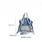Washed denim bag stray wind, design tote shoulder bag, casual ladies shoulder bag, canvas shoulder hobo bag - SJB-DIAMOND ELITES