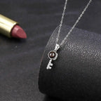 Minimalist Pure Silver Key Pendant Photo Projection Necklace